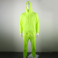 Neon zielony styl moda męska dres stałe 2 sztuk z długim rękawem Hoody + luźne Swearpants Casual Sportsuit mężczyźni 2021 najnowszy OMSJ 3